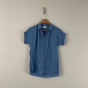 Madewell Central Button Down Shirt in Bright Indigo Chambray Size XXS